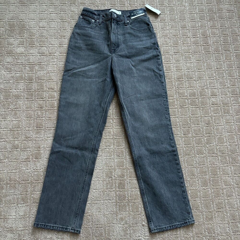 Abercrombie & Fitch 90s Straight Ultra High Rise Curve Love Jeans Sz 27 4R Black